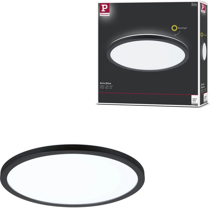 LED-paneel Atria Shine Backlight rond 293 mm 16W 1600lm 4000K by Paulmann in Black – product photo