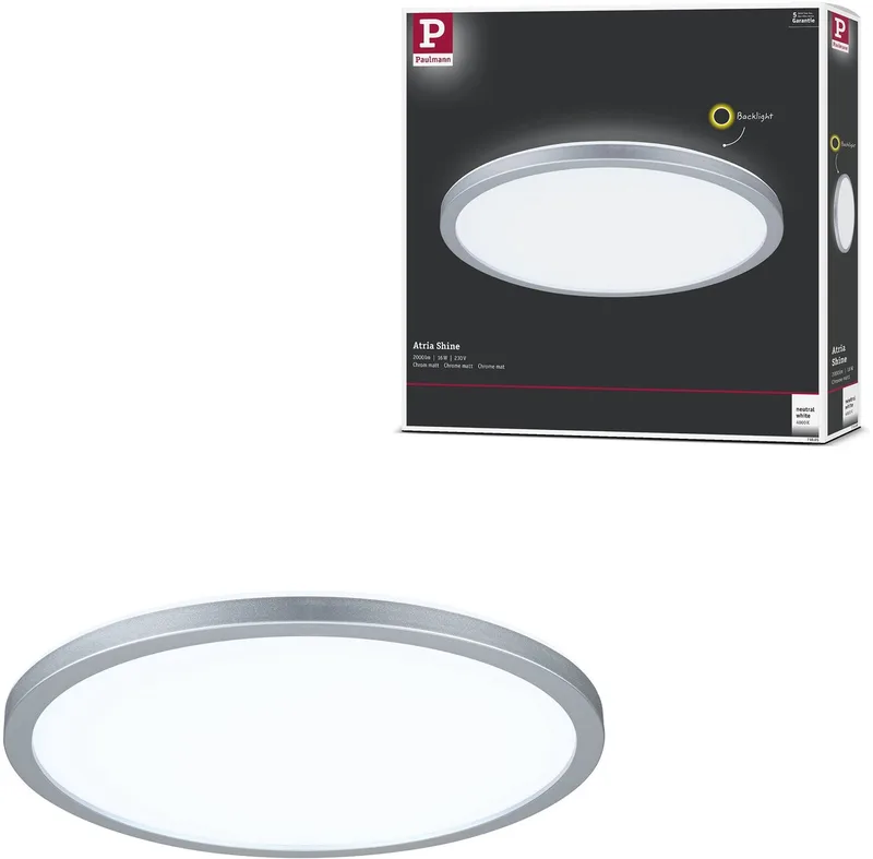 LED-paneel Atria Shine Backlight rond 293 mm 16W 1600lm 4000K från Paulmann i Chroom mat – produktbild