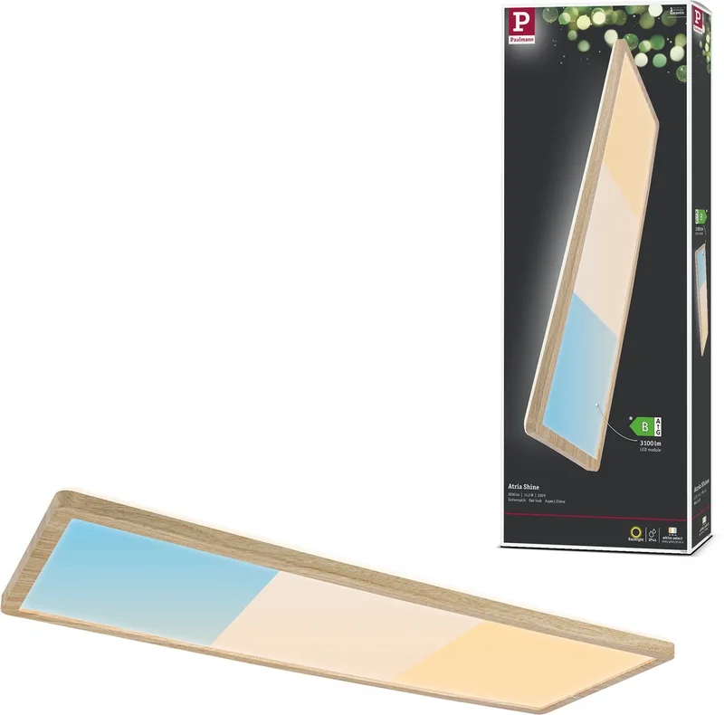 LED-paneel Atria Shine White Select IP44 hoekig 560x200 mm 15,2W 2030lm White Select by Paulmann in Houtlook – product photo