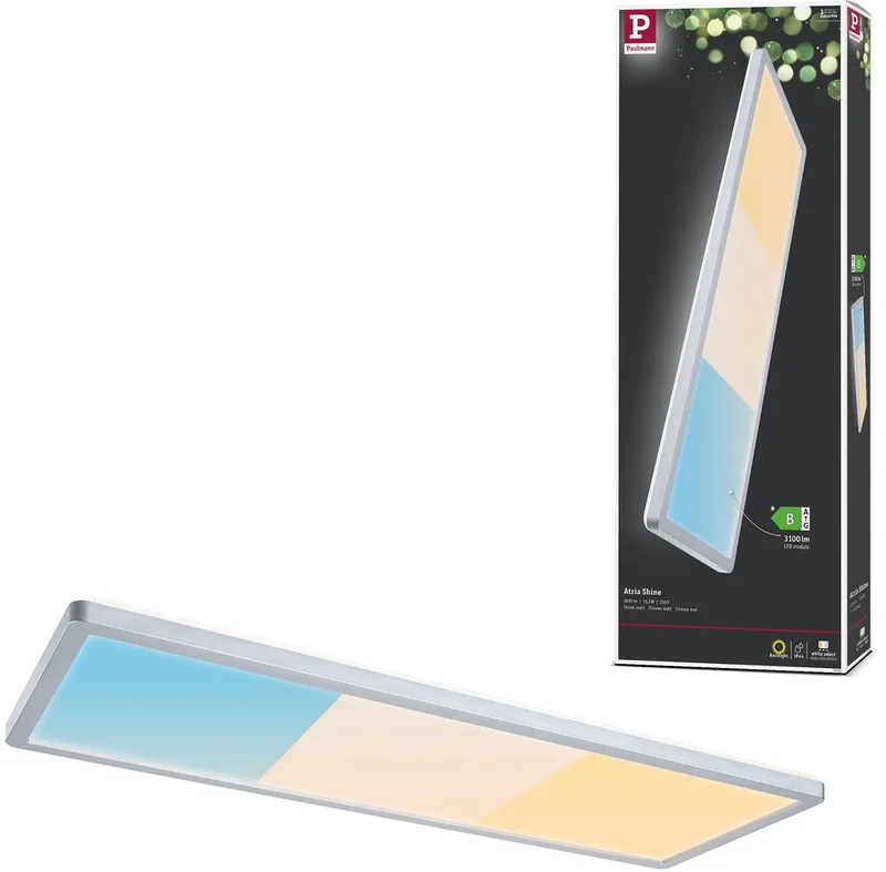 LED-paneel Atria Shine White Select IP44 hoekig 560x200 mm 15,2W 2030lm White Select by Paulmann in Chroom mat – product photo