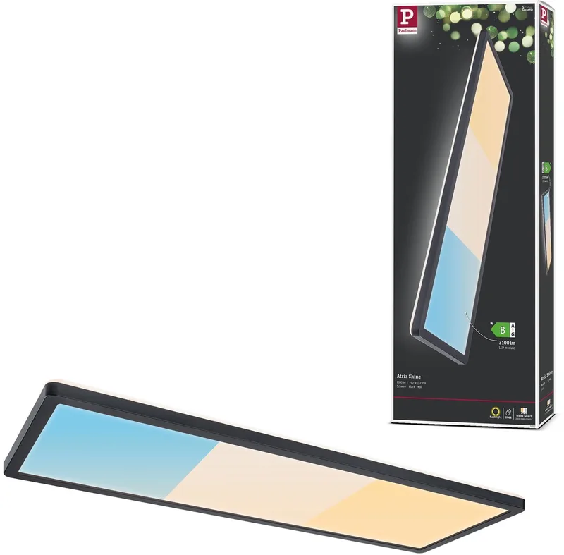 LED-paneel Atria Shine White Select IP44 hoekig 560x200 mm 15,2W 2030lm White Select fra Paulmann i Sort – produktbillede