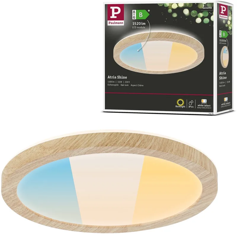 LED-paneel Atria Shine White Select IP44 rond 190 mm 7,6W 1100lm White Select fra Paulmann i Houtlook – produktbillede