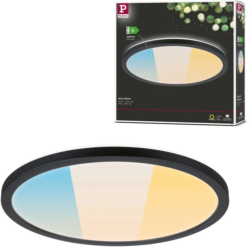 LED-paneel Atria Shine White Select IP44 rond 298 mm 14,8W 2250lm White Select by Paulmann in Black – product photo