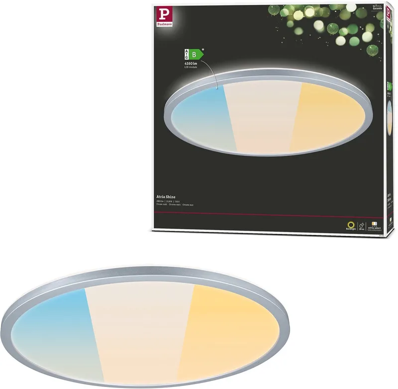 LED-paneel Atria Shine White Select IP44 rond 398 mm 20,8W 2800lm White Select de Paulmann en Chroom mat – photo produit