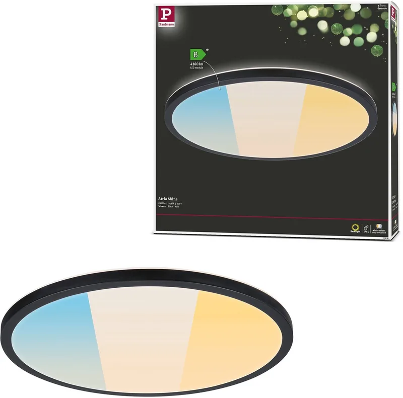 LED-paneel Atria Shine White Select IP44 rond 398 mm 20,8W 2800lm White Select von Paulmann in Schwarz – Produktfoto