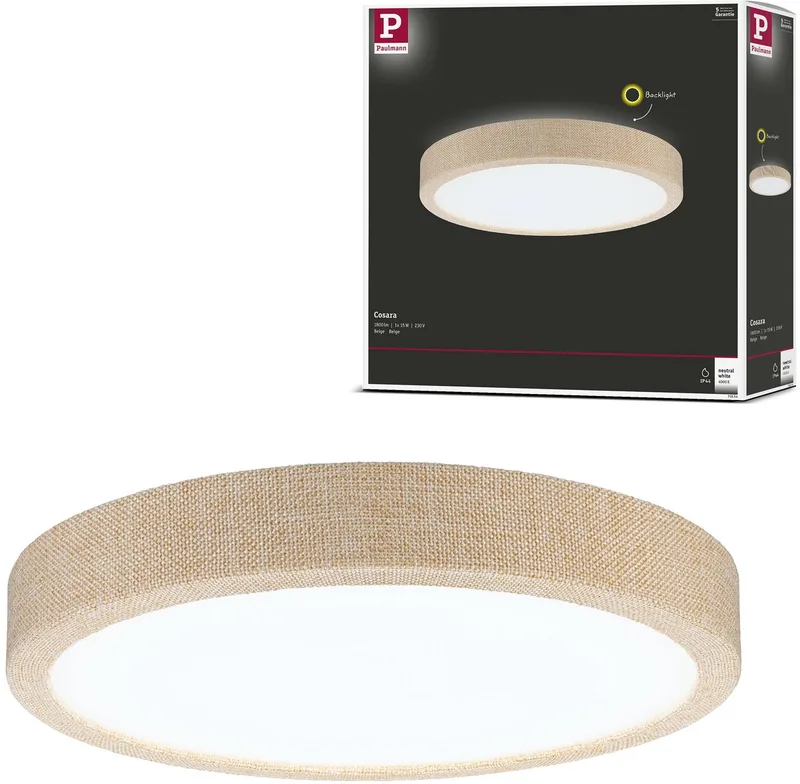 LED-paneel Cosara IP44 rond 300 mm 15W 1300lm 4000K från Paulmann i Beige – produktbild
