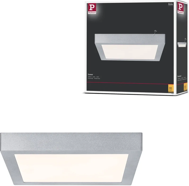 LED-panel Lunar kantig 300x300 mm 16W 1300lm 3000K från Paulmann i Chroom mat – produktbild