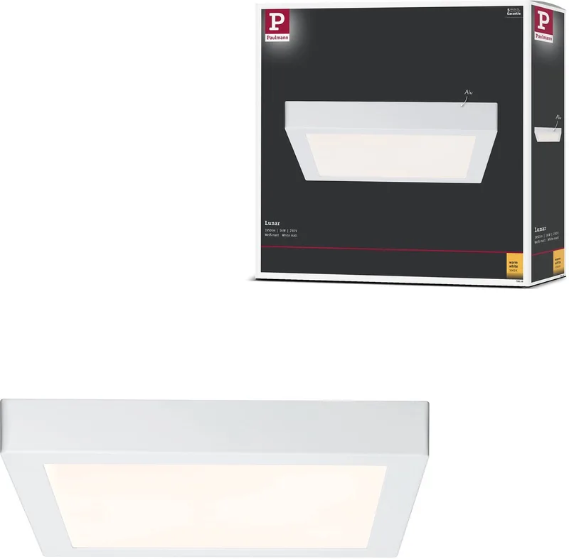 LED panel Lunar firkantet 300x300 mm 16W 1300lm 3000K fra Paulmann i Hvid – produktbillede