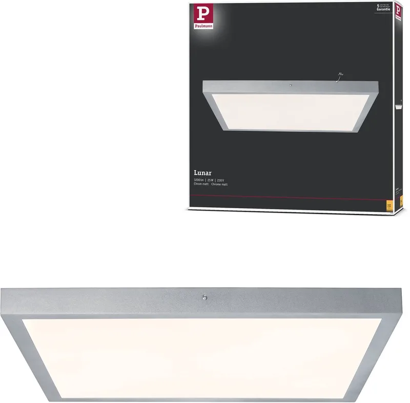 LED-paneel Lunar hoekig 600x600 mm 25W 2100lm 3000K van Paulmann in Chroom mat – productfoto