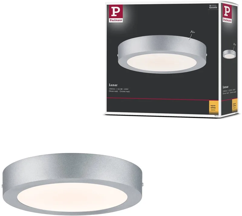LED-paneel Lunar rond 225 mm 12,5W 1140lm 3000K van Paulmann in Chroom mat – productfoto