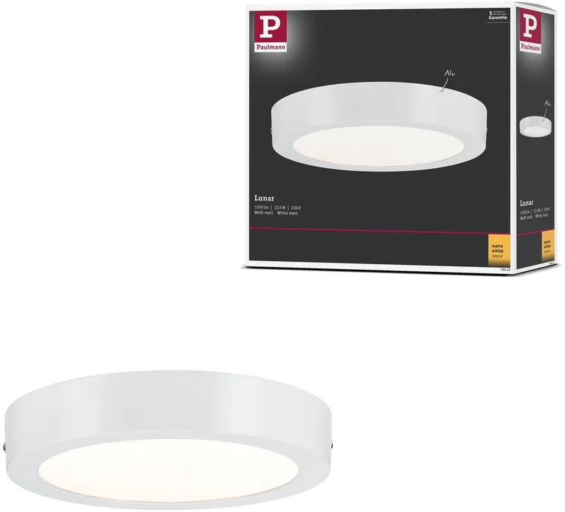 LED-paneel Lunar rond 225 mm 12,5W 1140lm 3000K de Paulmann en Blanc – photo produit
