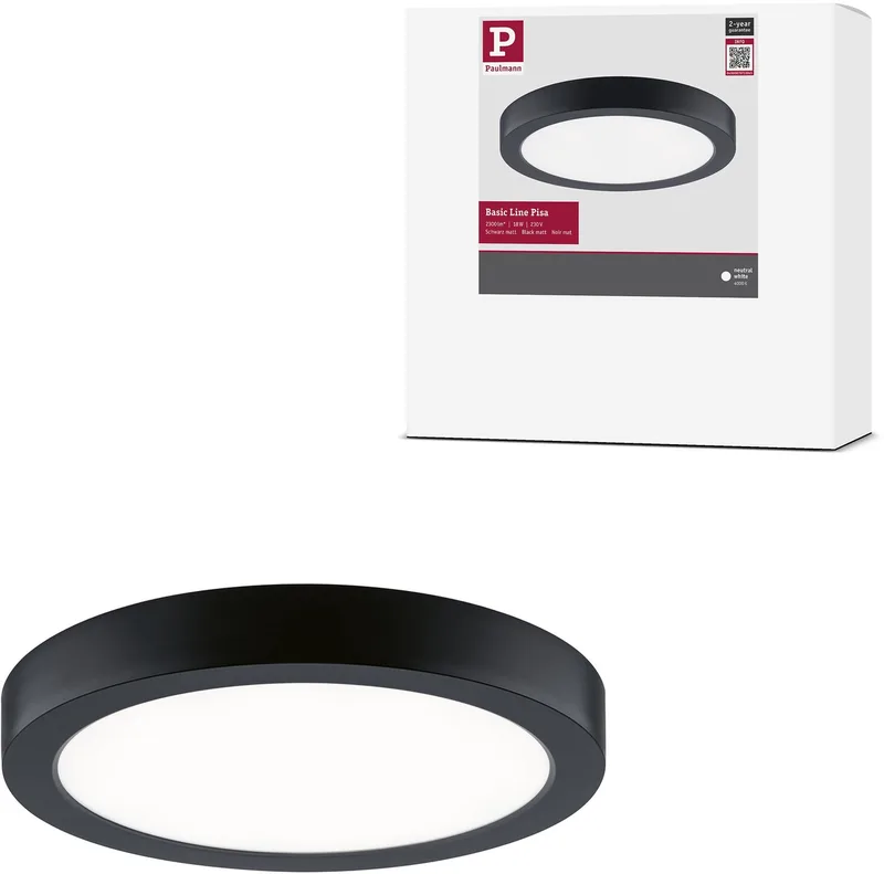 LED-paneel Pisa 4000K 290 mm 1800lm 17W de Paulmann en Zwart mat – photo produit