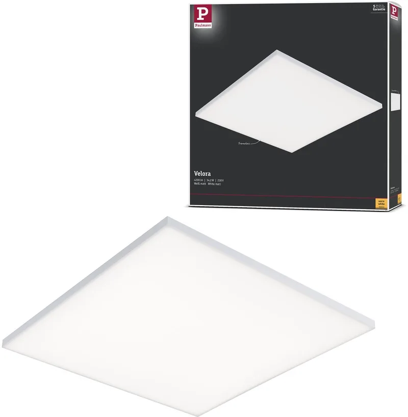 LED-paneel Velora hoekig 600x600 mm 34W 3500lm 3000K från Paulmann i Vit – produktbild