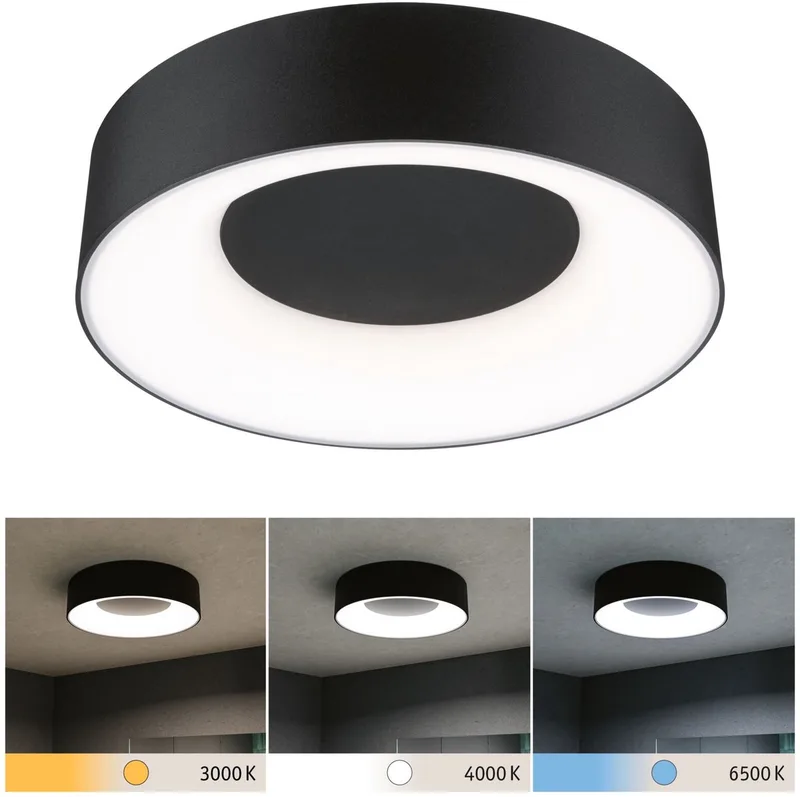 LED-plafondlamp Casca IP44 White Switch 1500lm 230V 16W van Paulmann in Zwart mat – productfoto 1 van 5