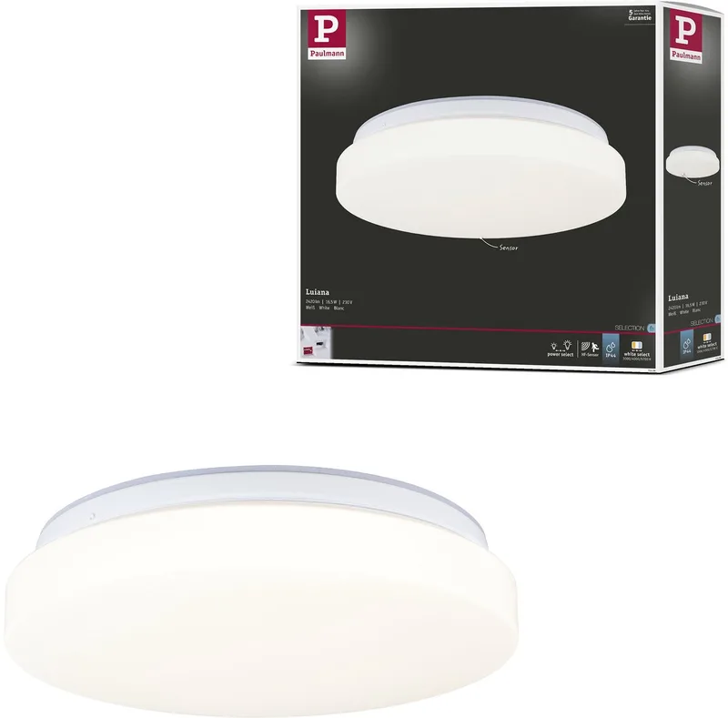 Paulmann 75409 Luiana Dämmerungsgesteuerter Bewegungsmelder (HF) Plafonnier LED LED intégrée 16.5 W blanc de Paulmann en Blanc – photo produit