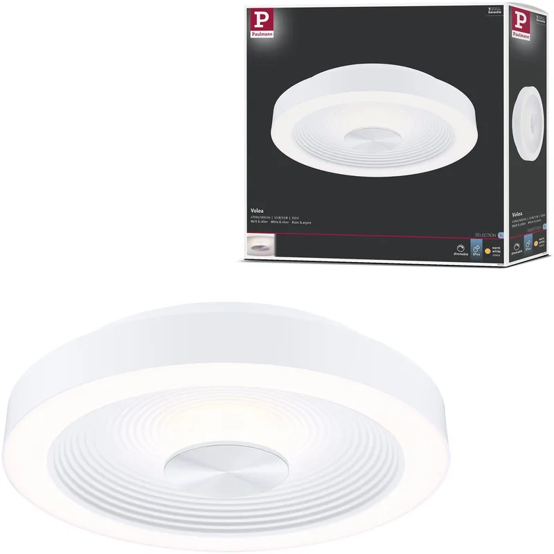 LED-loftlampe Volea, hvid/sølv Ø 32 cm IP44 dæmpbar fra Paulmann i Hvid, Sølv – produktbillede
