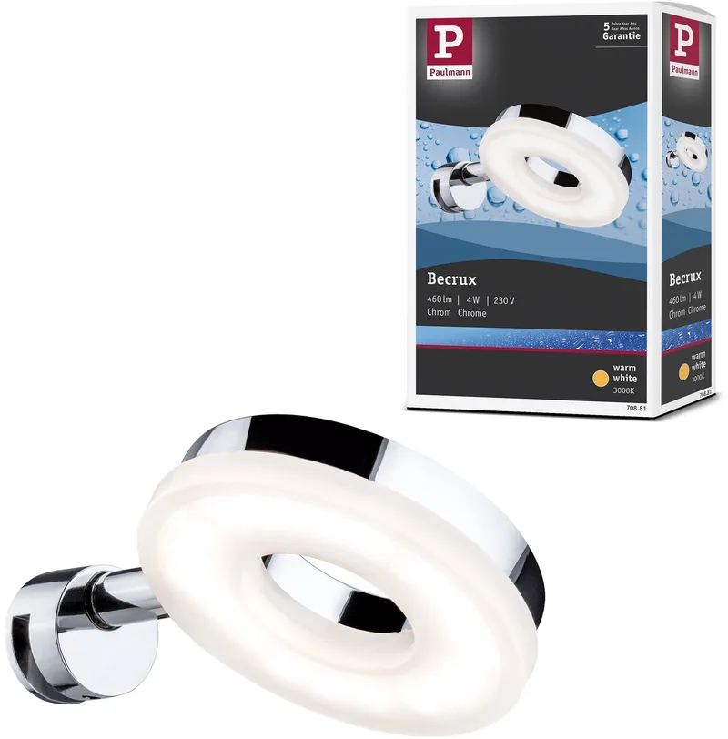 LED-spiegellamp Becrux 3000K 336lm 230V 4W van Paulmann in Chroom – productfoto