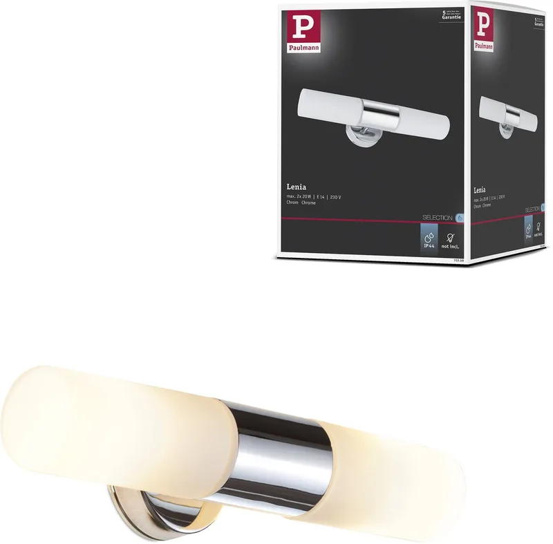 LED-spegellampa Lenia IP44 E14 230V max. 2x20W dimbar krom, opal från Paulmann i Krom, Opaal – produktbild