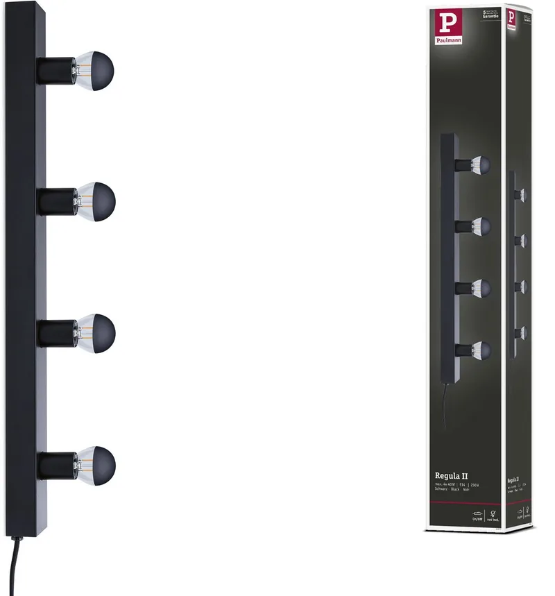 LED-spiegellamp Regula II E14 230V max. 4x40W dimbaar de Paulmann en Noir – photo produit