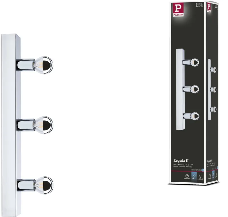 LED-spiegellamp Regula II IP44 E14 230V max. 3x40W dimbaar från Paulmann i Krom – produktbild