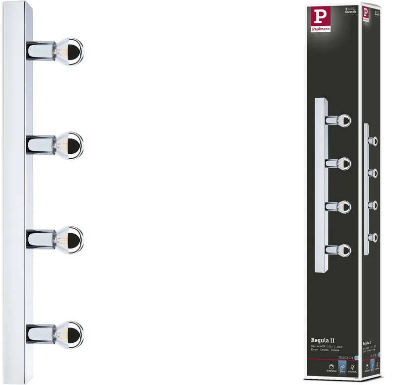 LED-spiegellamp Regula II IP44 E14 230V max. 4x40W dimbaar fra Paulmann i Krom – produktbillede