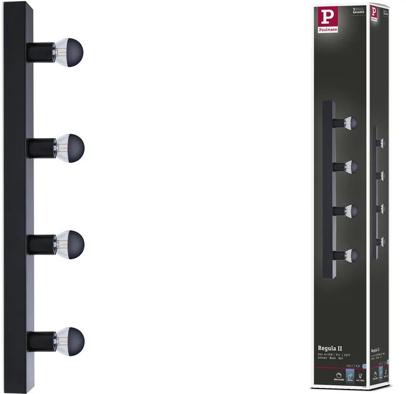 LED-spiegellamp Regula II IP44 E14 230V max. 4x40W dimbaar de Paulmann en Noir – photo produit