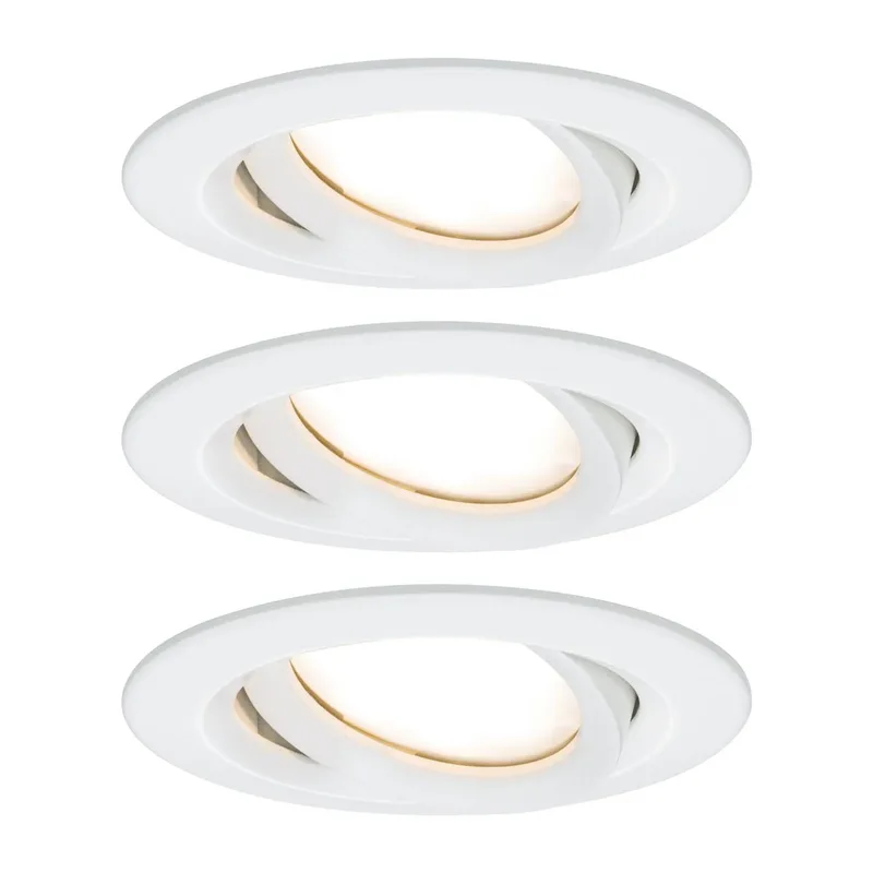 LED-spot Nova Plus Coin, set van 3, rond, wit, 2.700 K, IP65 från Paulmann i Wit mat – produktbild