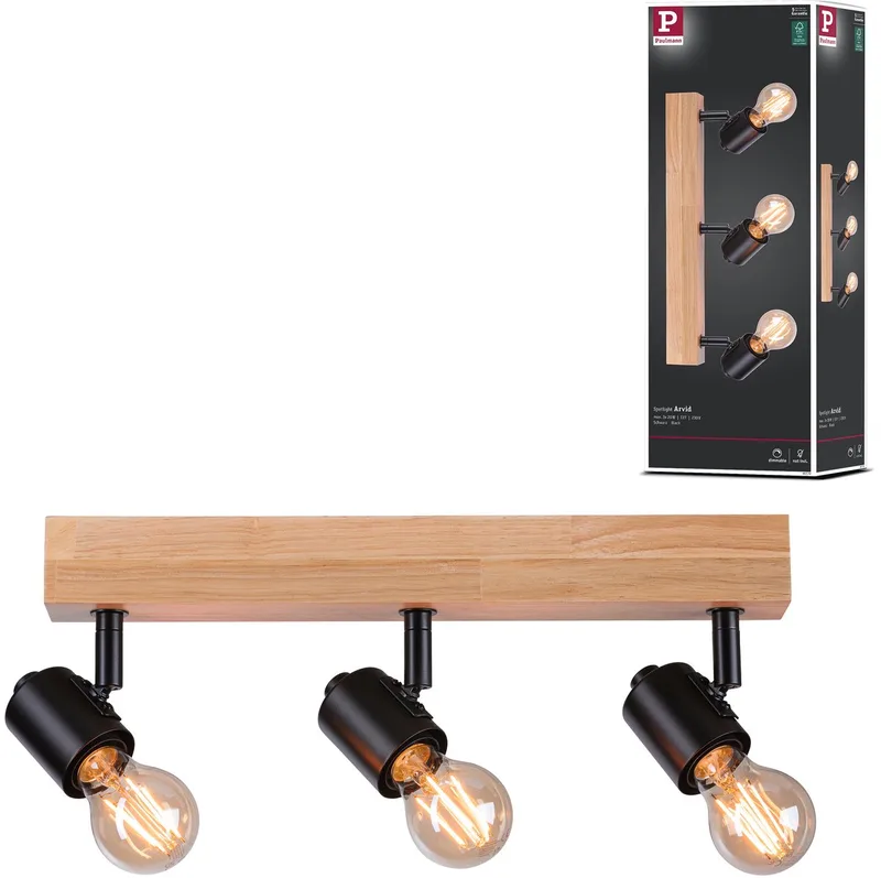 LED Spotlight Arvid E27 230V max. 3x20W dimbaar van Paulmann in Zwart – productfoto
