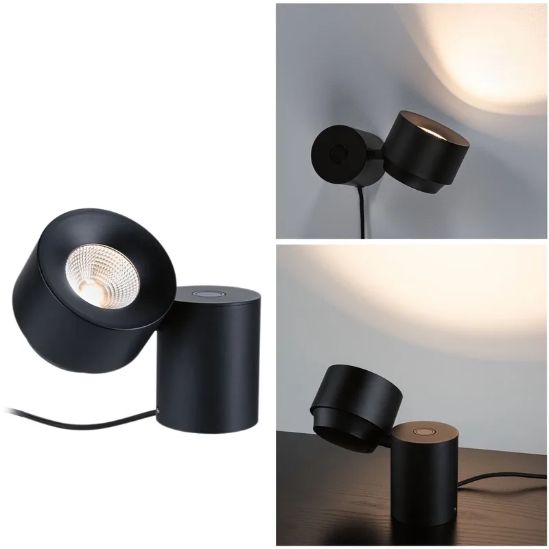 Puric Pane I LED-bordlampe, højde 16 cm fra Paulmann i Sort – produktbillede