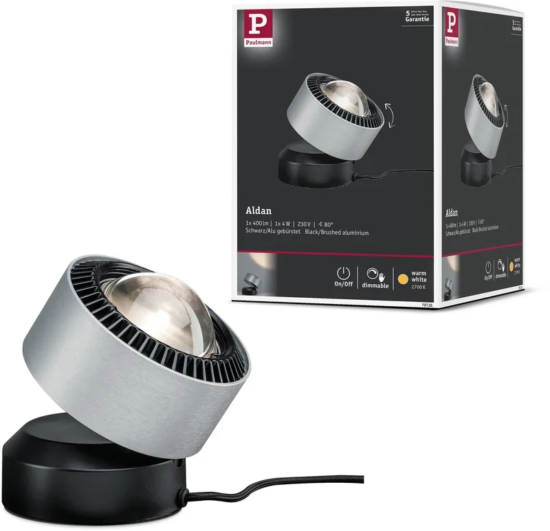 Paulmann 79718 Lampe à LED de table LED 3.5 W aluminium (brossé), noir de Paulmann en Noir, Alu geborsteld – photo produit