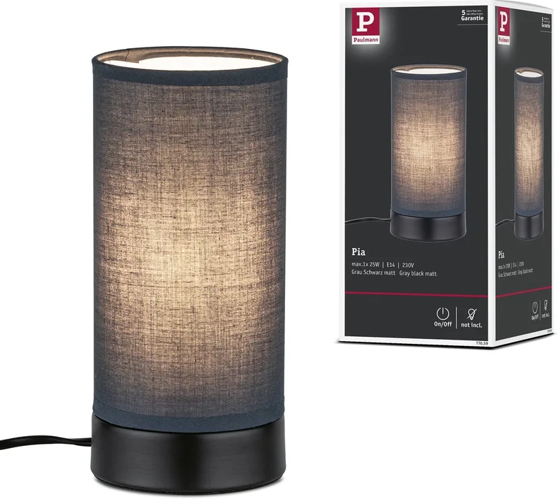 Pia 77059 Lampe de table LED E14 noir (mat) de Paulmann en Zwart mat – photo produit