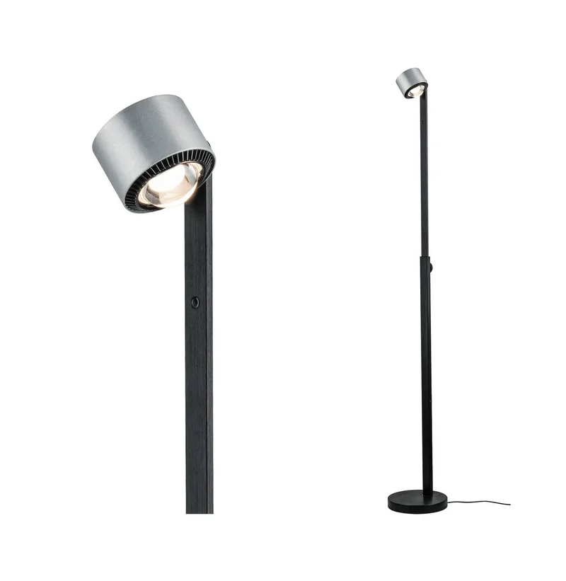Aldan Lampadaire Dim. Noir/Brossé Alu de Paulmann en Noir, Geborsteld aluminium – photo produit