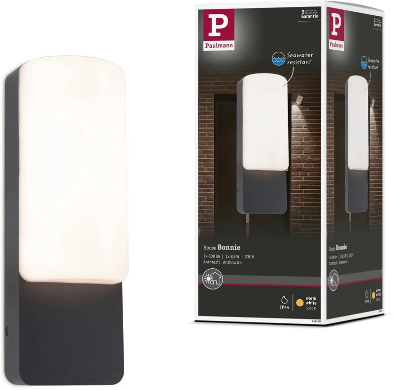 LED-wandarmatuur voor buiten Bonnie IP44 93x263 mm 3000K 8,5W 560lm 230V Aluminium från Paulmann i Antracit – produktbild