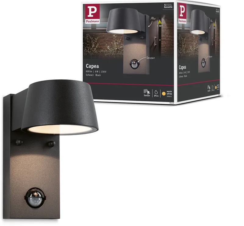 Capea udendørs LED-væglampe med sensor fra Paulmann i Antracit – produktbillede
