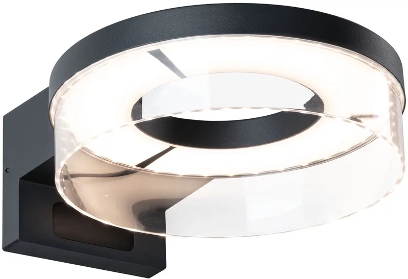 LED-wandarmatuur voor buiten Capera Schemergestuurde bewegingsmelder (IR) IP44 231 mm 3000K 8W / 1,2W 700lm 230V Aluminium från Paulmann i Antracit – produktbild