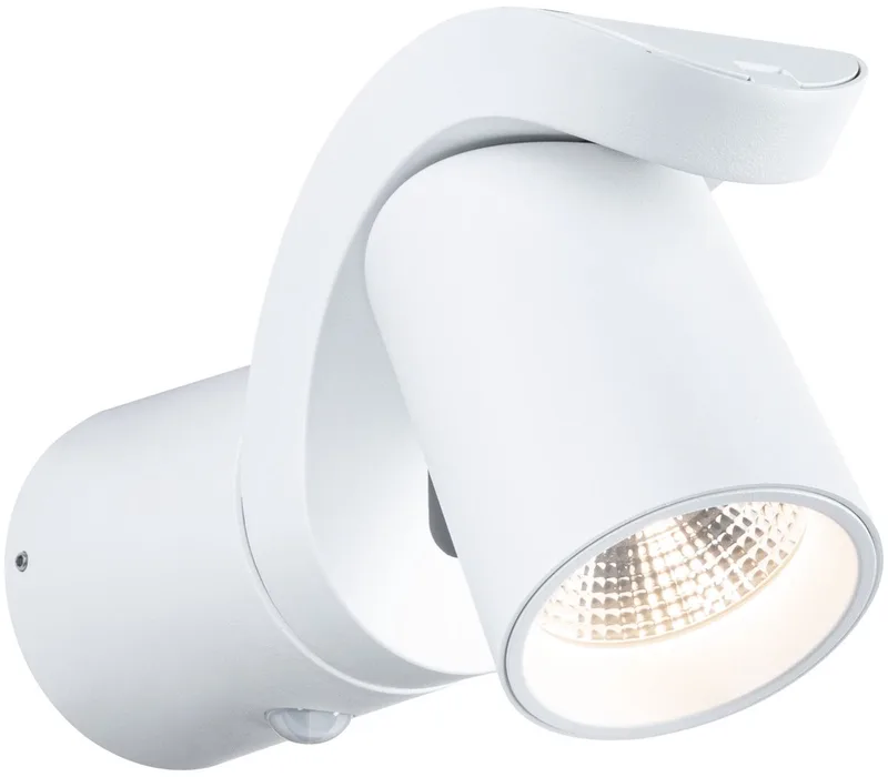 LED-wandarmatuur voor buiten Cuff Schemergestuurde bewegingsmelder (IR) IP44 76x217 mm 3000K 10W 700lm 230V 70° Aluminium de Paulmann en Blanc – photo produit