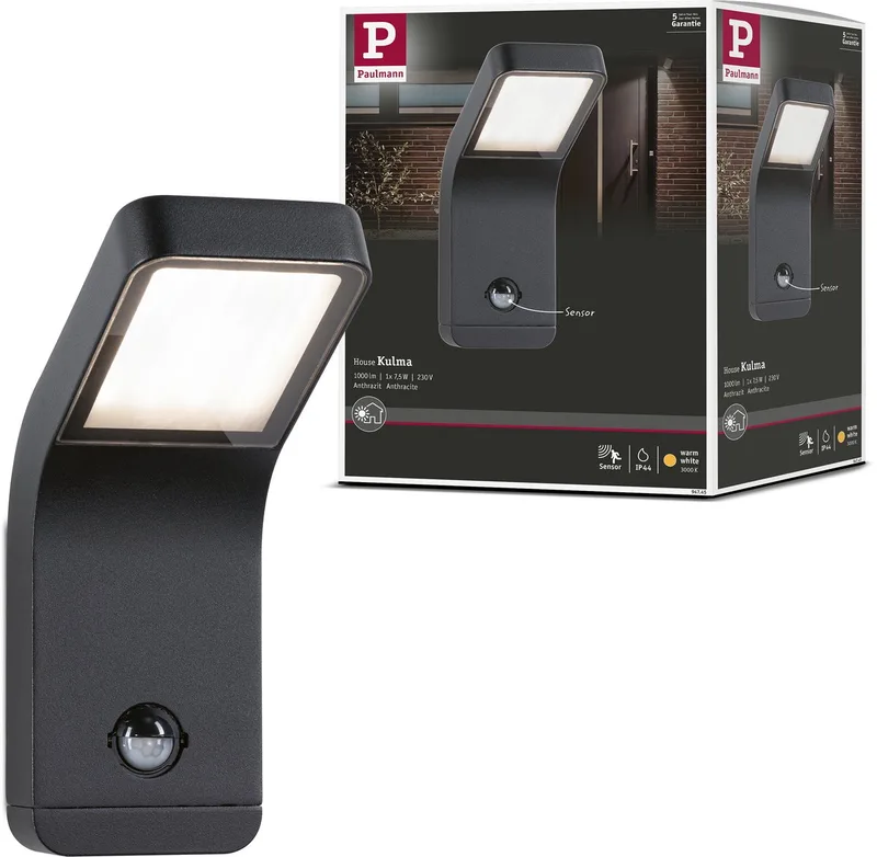 Kulma LED-Außenwandlampe mit Sensor von Paulmann in Anthrazit – Produktfoto