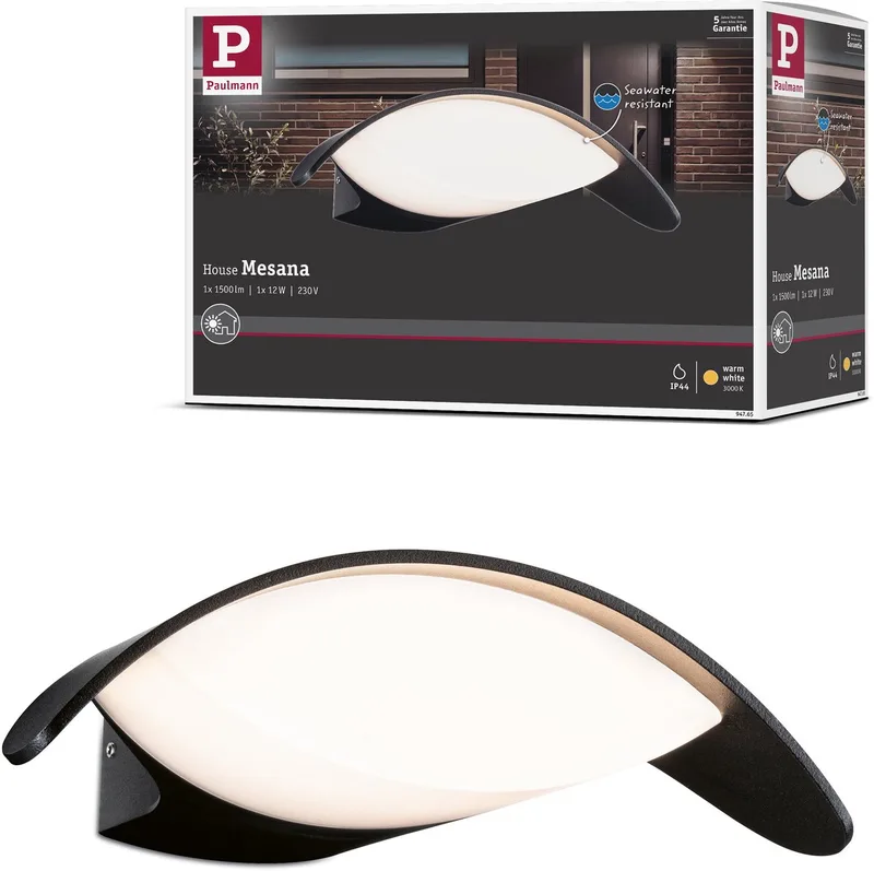 LED-wandarmatuur voor buiten Mesana IP44 240x165 mm 3000K 12W 800lm 230V Aluminium van Paulmann in Antraciet – productfoto