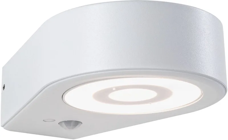 LED-wandarmatuur voor buiten Silma Schemergestuurde bewegingsmelder (IR) IP44 65x186 mm 3000K 5,5W / 0,7W 600lm 230V Aluminium by Paulmann in White – product photo