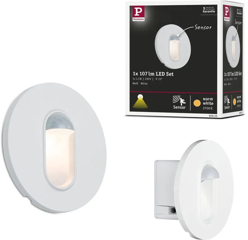 LED-wandinbouwlamp Wall rond 78 mm 1,1W 65lm 230V 2700K by Paulmann in White – product photo
