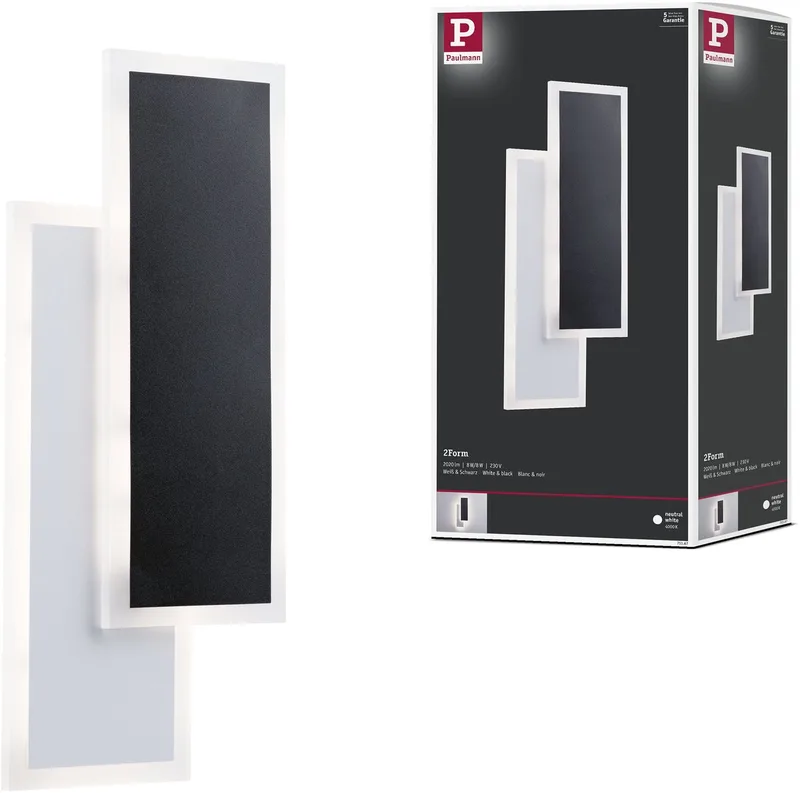 LED-wandlamp 2Form 4000K 1070lm 230V 8W / 8W Wit, Zwart van Paulmann in Wit, Zwart – productfoto