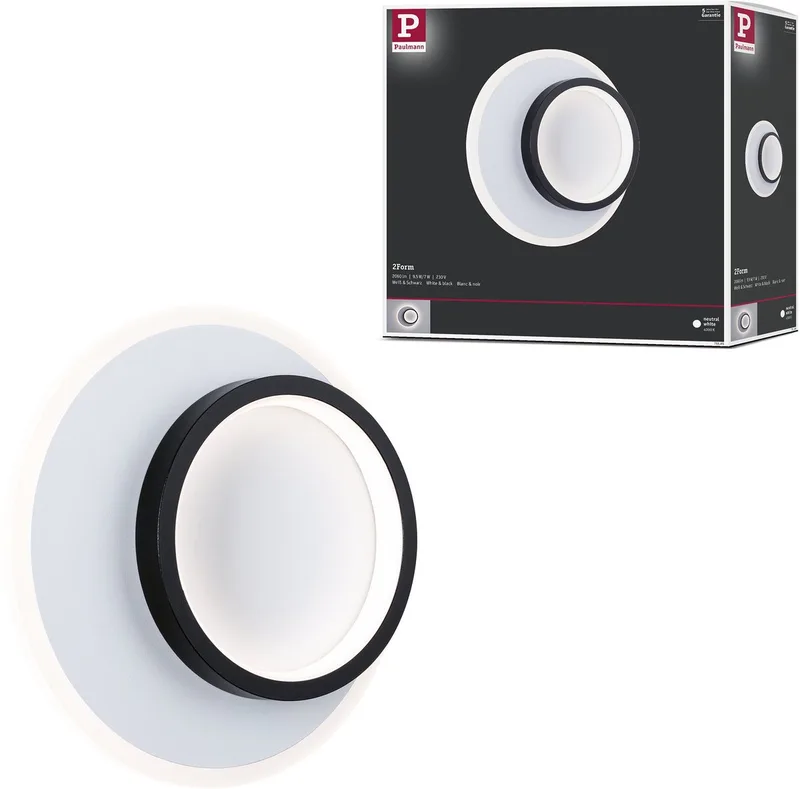LED-wandlamp 2Form 4000K 1320lm 230V 9,5W / 7W Wit, Zwart van Paulmann in Wit, Zwart – productfoto