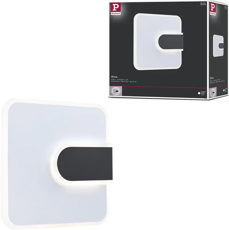 LED-wandlamp 2Form 4000K 1520lm 230V 12,5W / 3,6W Wit, Zwart van Paulmann in Wit, Zwart – productfoto