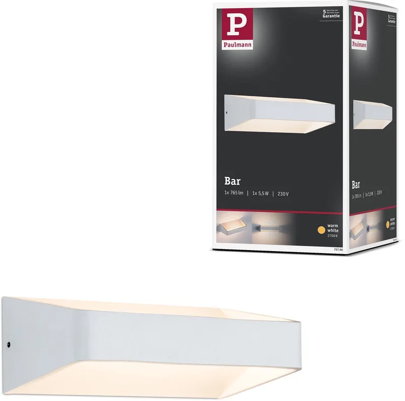 LED-wandlamp Bar 2700K 560lm 230V 5,5W fra Paulmann i Hvid – produktbillede