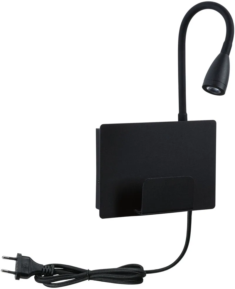 LED-wandlamp Halina USB C 2700K 200lm 230V 2,4W från Paulmann i Zwart mat – produktbild