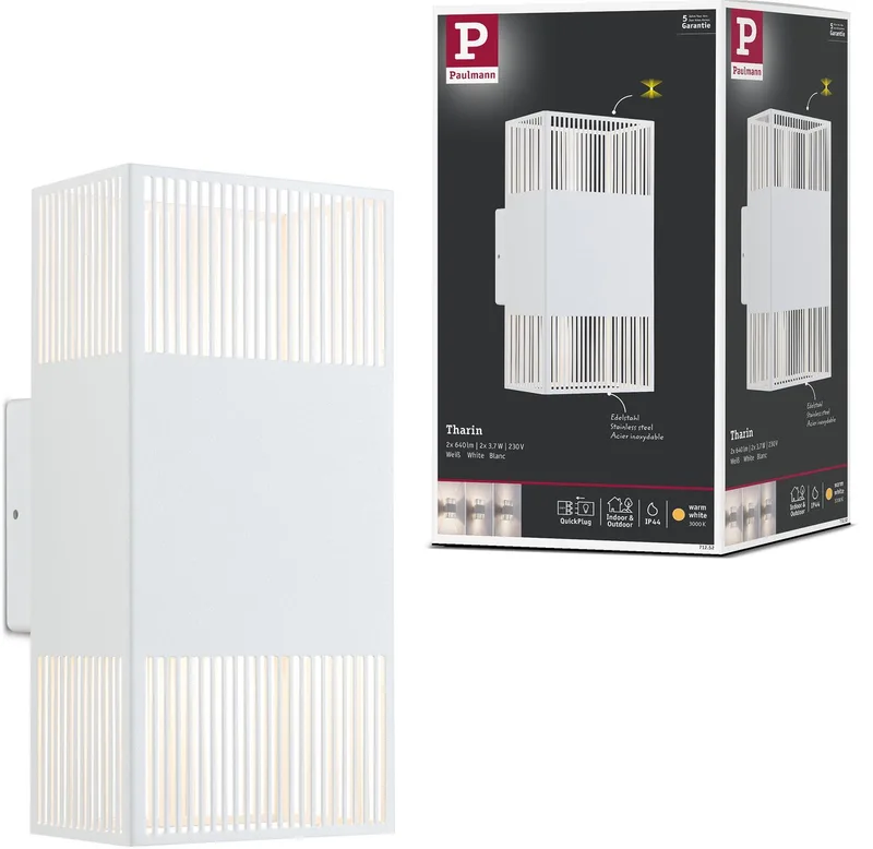 Applique LED Tharin IP44 3000K 120x250 mm 2x3,7W de Paulmann en Blanc – photo produit