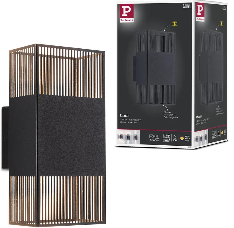 Applique LED Tharin IP44 3000K 120x250 mm 2x3,7W de Paulmann en Noir – photo produit