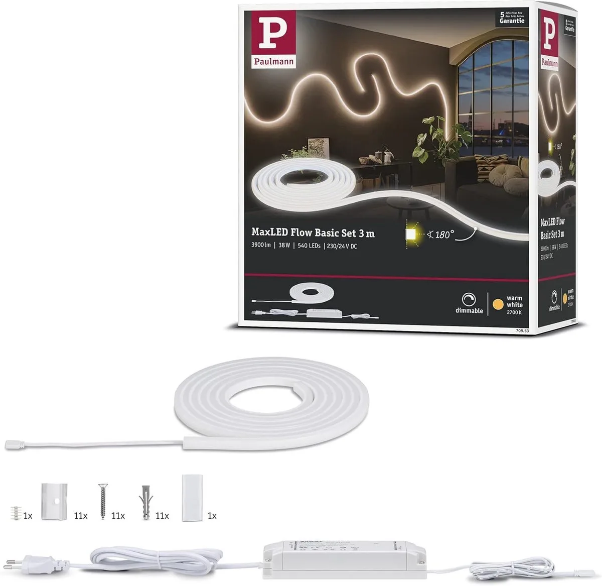 MaxLED Flow Muurstrooklicht Binnen 3000 mm von Paulmann in Weiß – Produktfoto