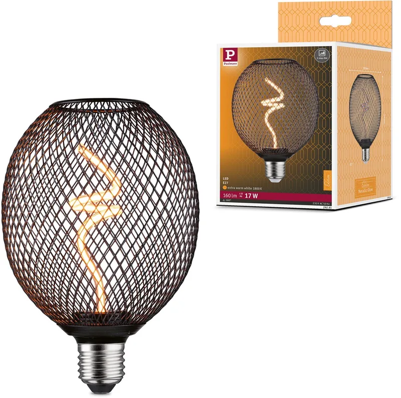 Metallic Glow Standaard 230 V LED Globe 160lm 4W 1800K dimbaar Zwart van Paulmann – productfoto