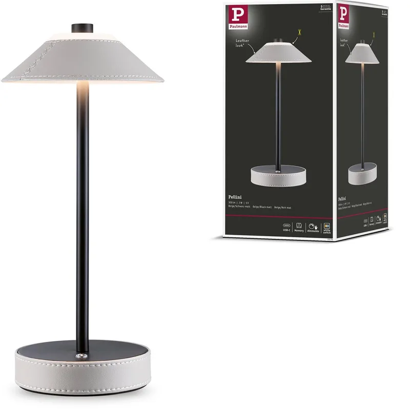 Pellini Portable Tischlampe Schwarz/Beige Up/Down von Paulmann in Beige, Zwart mat – Produktfoto